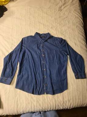 Ashley Stewart Women's Plus Size 18 Dark Wash Denim Button Up Shirt